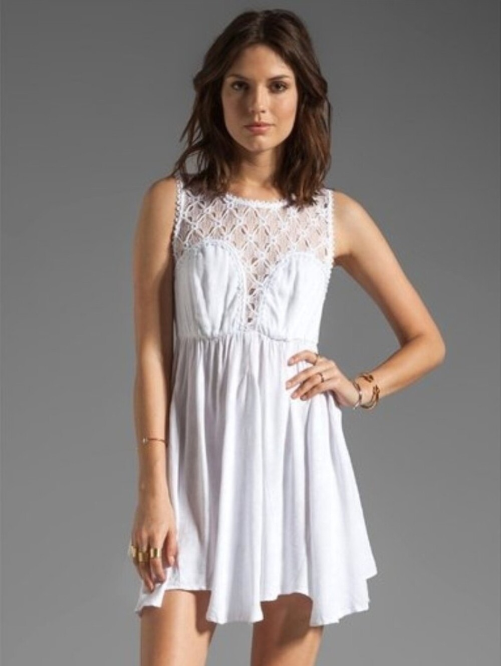 Free People White Crochet Mini Dress
